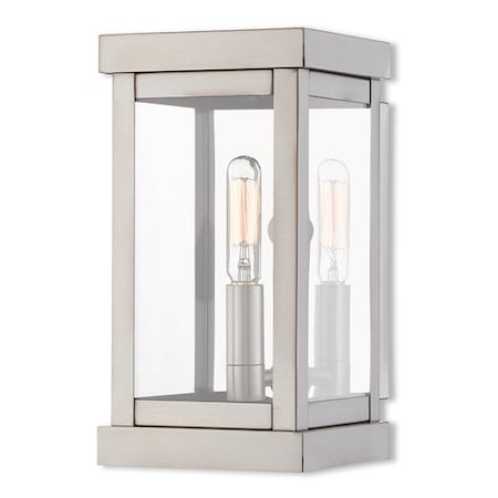 Livex Lighting Hopewell 1 Light Brushed Nickel Outdoor Wall Lantern 20701-91